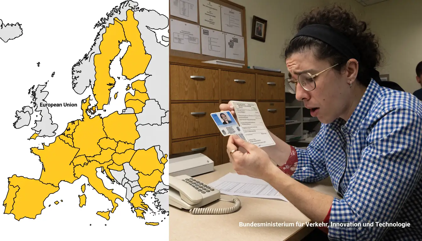 EU‑Karte und Lizenzzertifikate auf Schreibtisch